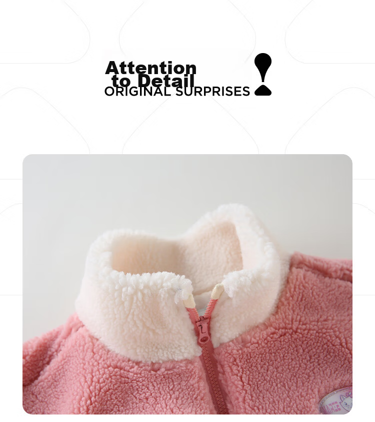 Disney Kids Girls Faux Lamb Wool Stand Collar Colorblock Warm Jacket Winter 2023 DB341IE06 Pink White Size 120 22