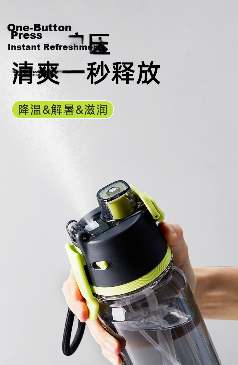 Cica Sports Spray Water Bottle for Children Ages 6-12, Large Capacity Tritan Summer Water Cup 6