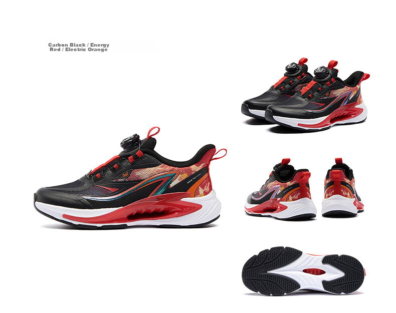 361° Wind Vent 7.0 Kids Running Shoes Spring 2026 Boys and Girls Lightweight Bounce Cushioning Professional Dial Sports Shoes Black Size 29 27