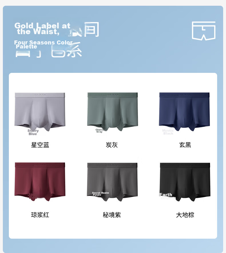 Goldlion Men's Pure Cotton Underwear with Waistband Logo Jacquard, Antibacterial, Moisture-Absorbing, Breathable Cotton Gusset Boxer Shorts 19