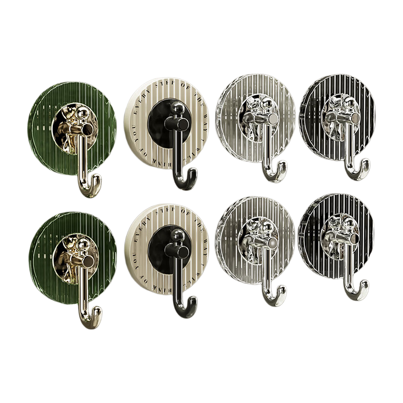 Bydoll Luxury Adhesive Heavy-Duty No-Drill Bathroom Wall and Door Hooks, 8-Pack Mixed Colors
