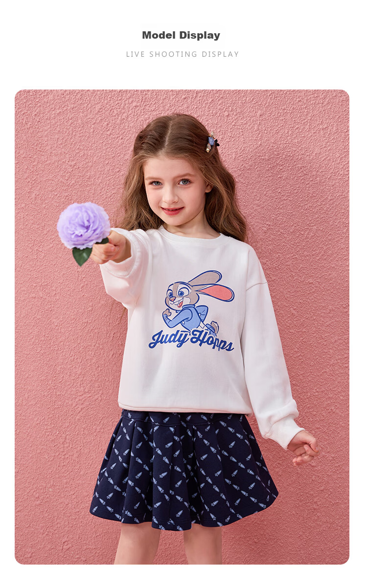 Disney Bunny Police Girl Spring Autumn 2026 New Stylish Kids Sweatshirt Skirt Sports Casual Set 14