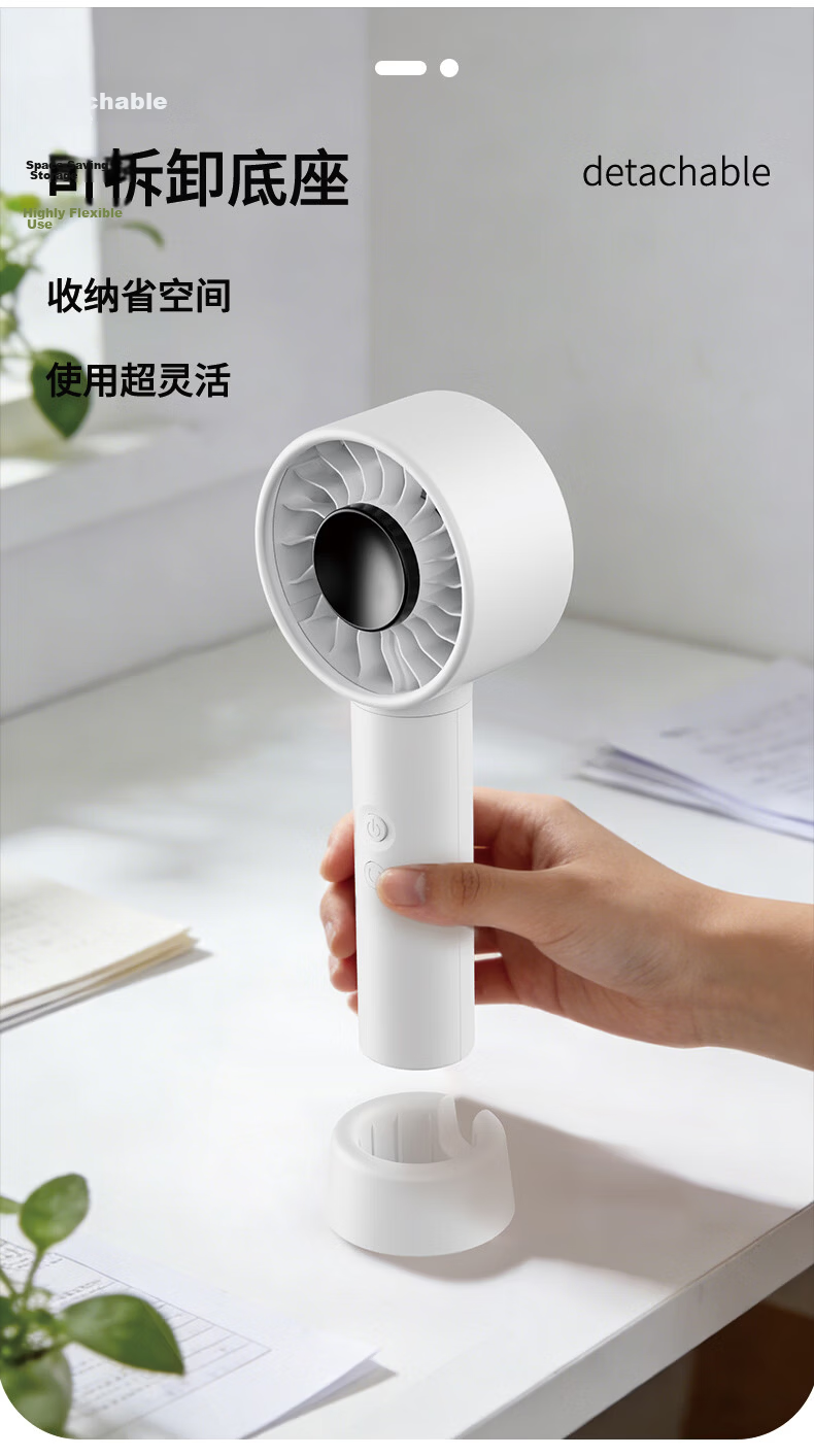 AIMIKU 2026 New Handheld Mini Fan Desktop Oscillating Portable Rechargeable High-Speed Quiet Cooling Device Gray 8