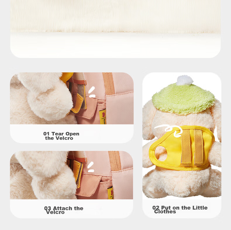 Babycare Fun Play Plush Toy Children's Crossbody Bag with Doll Highland Plush Large Capacity 10