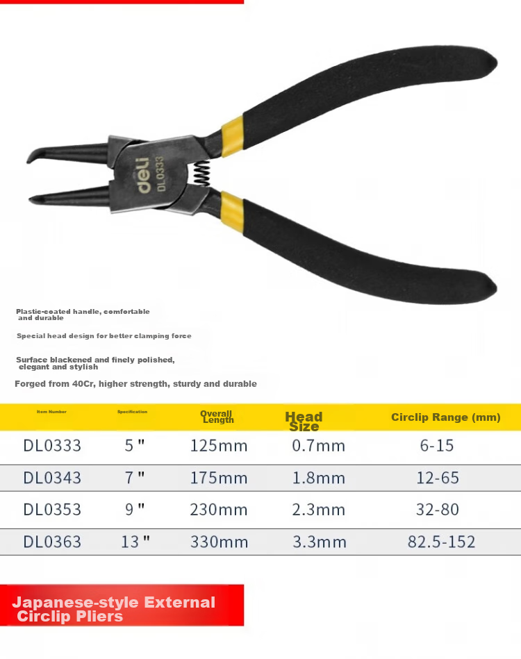 Deli Tools 7-inch Internal Circlip Pliers DL0343 3