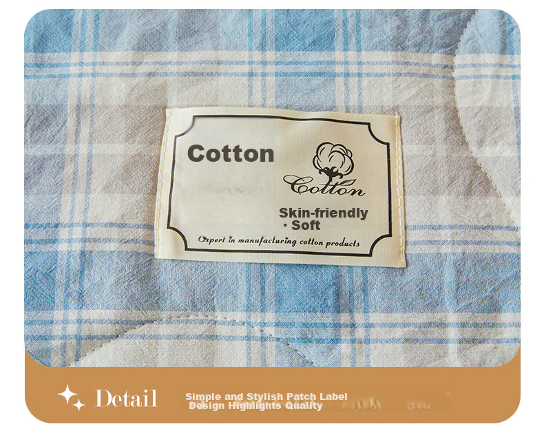 Hongdou A-Class Pure Cotton Summer Quilt Lightweight Air-Conditioned Quilt Single Thin Cotton Quilt Core 1.5*2m Yellow Plaid 26