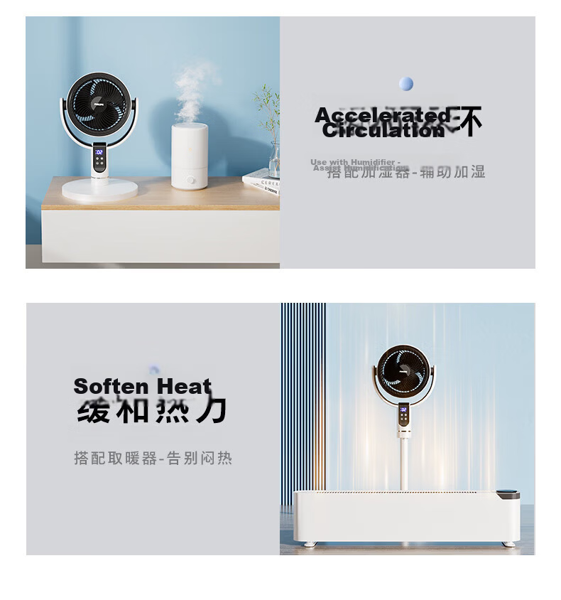 PHILIPS Air Circulation Fan Floor Fan Home Small Fan Table and Floor Dual-use Remote Control Low Noise 3D Oscillating Fan 2242CFD 8