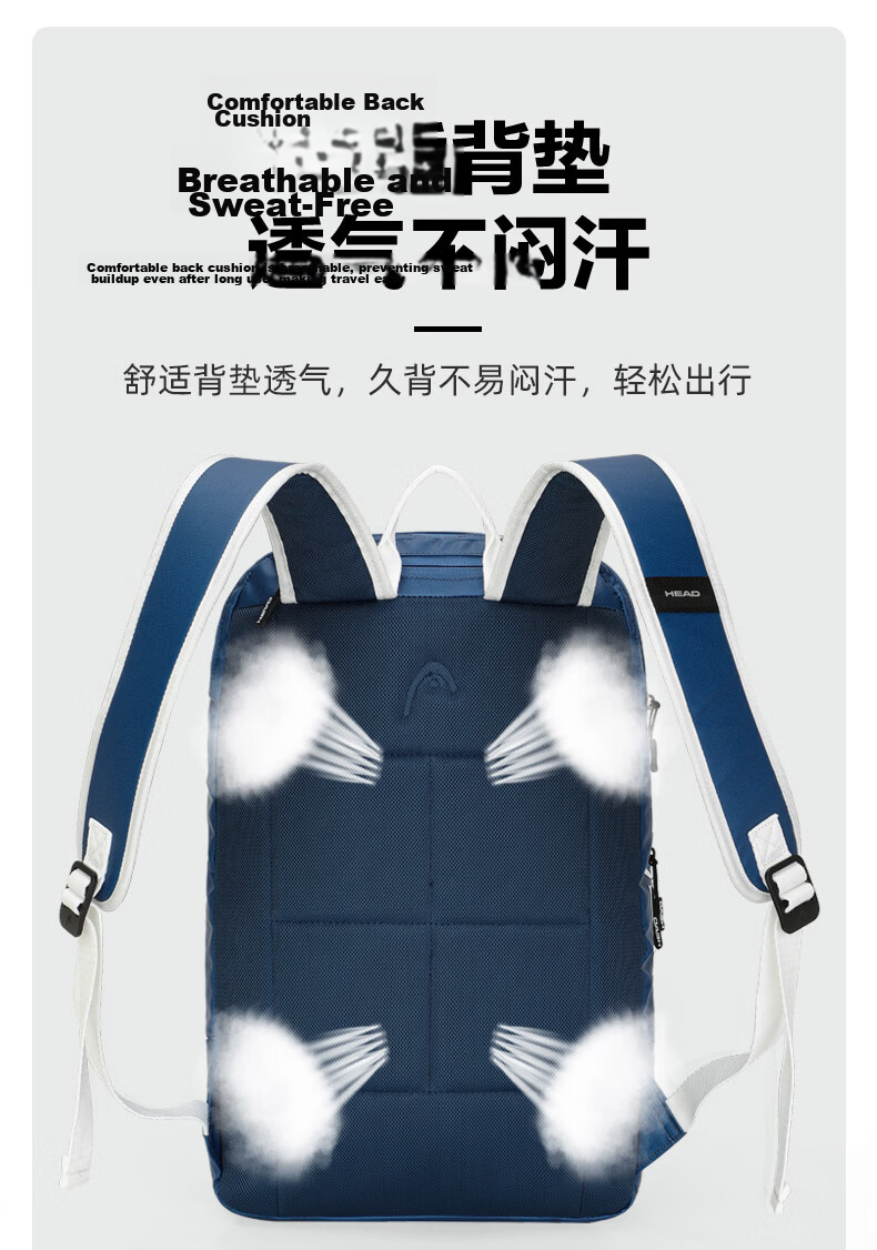 HEAD Gradient Color Tennis Bag Badminton Backpack Double Shoulder Bag Unisex Adult Large Capacity Outdoor Sports Bag 8