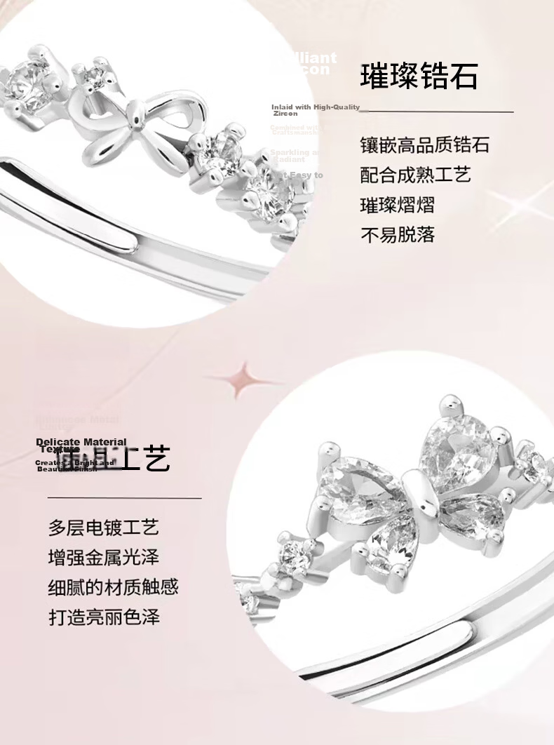Chow Tai Fook [1000+ Stores] Sweetheart Princess Couple Rings Women's Best Friend Matching Rings Qixi Valentine's Day Gift for Girlfriend 6