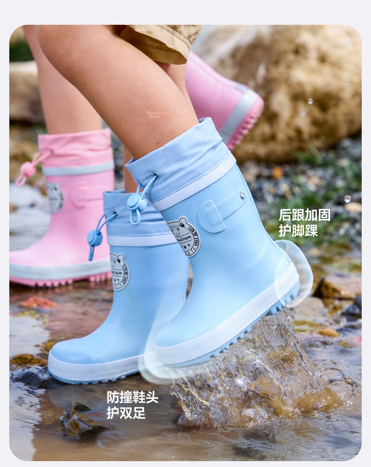 Sweet Baby Kids Rain Boots Boys 7-12 Years Old School Use JD Self-operated Non-slip Durable Rubber Rain Shoes 25