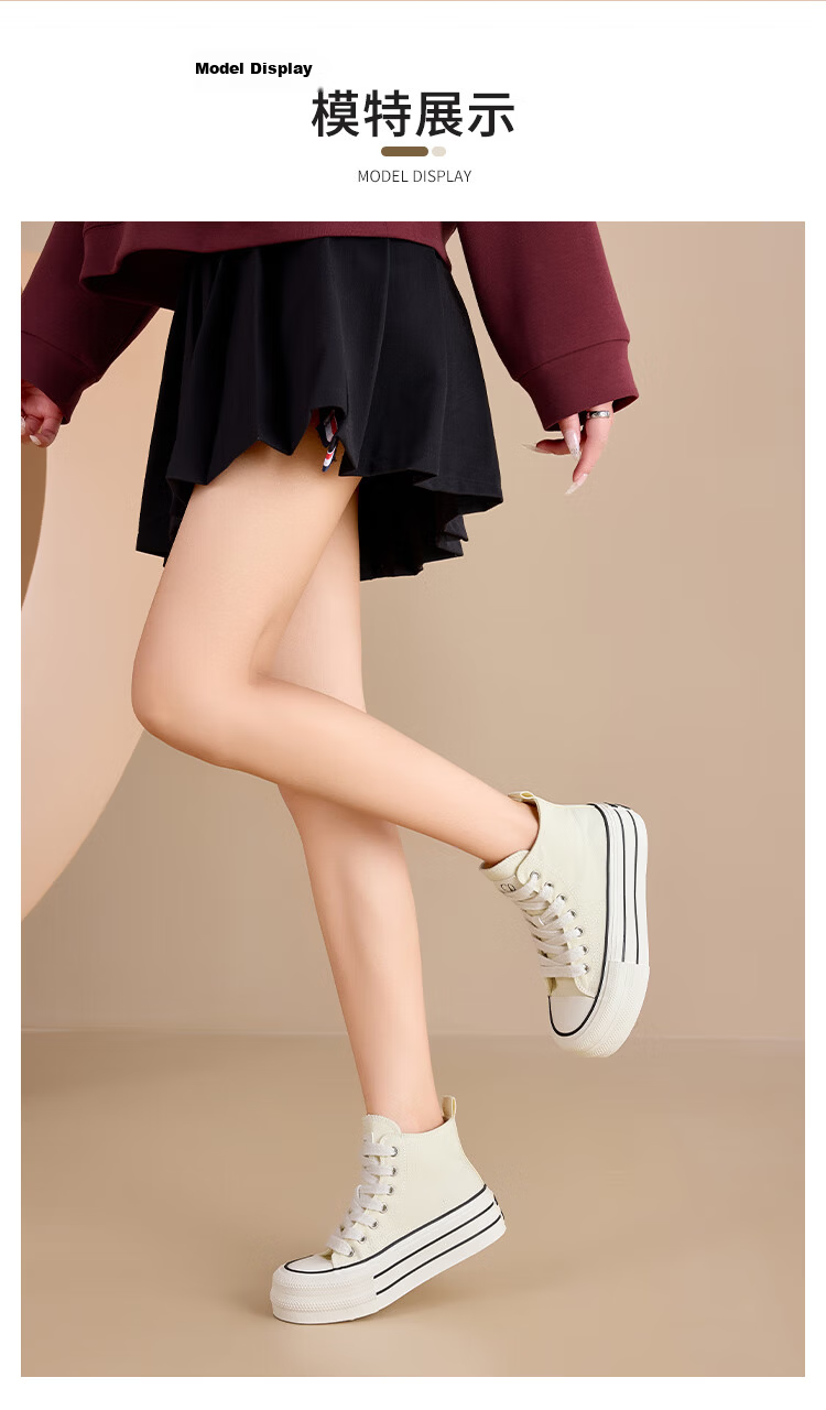 La Chapelle Women's Canvas High-Top Thick-Soled White Sneakers Casual Platform Shoes for Women - 088 Black Size 36 10