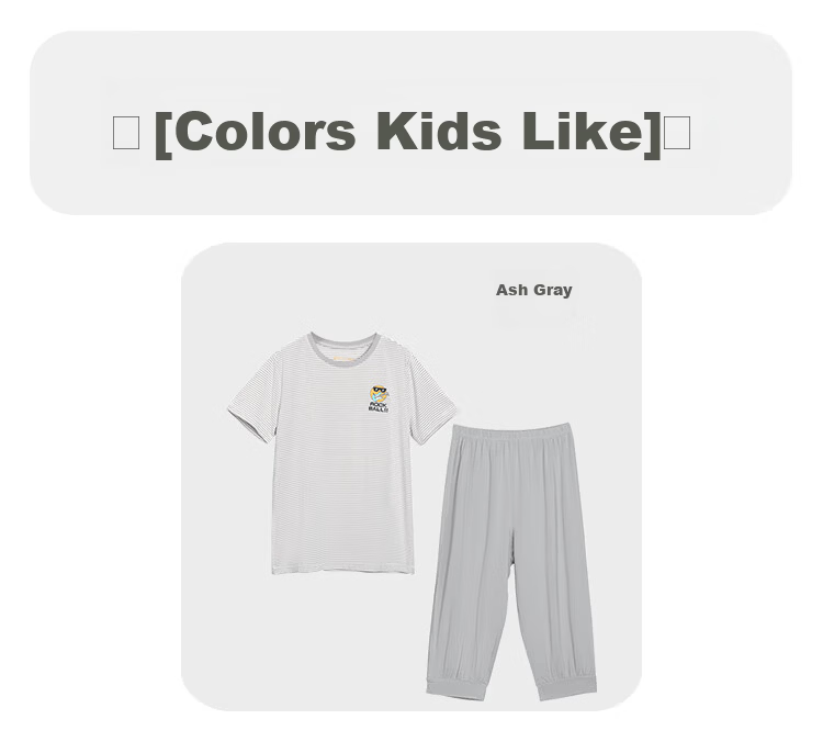 Hodohome Children's Pajamas, Boys' Modal Cooling Sleepwear, Short-Sleeved Round Neck Air Conditioning Suit Set 237 140 19