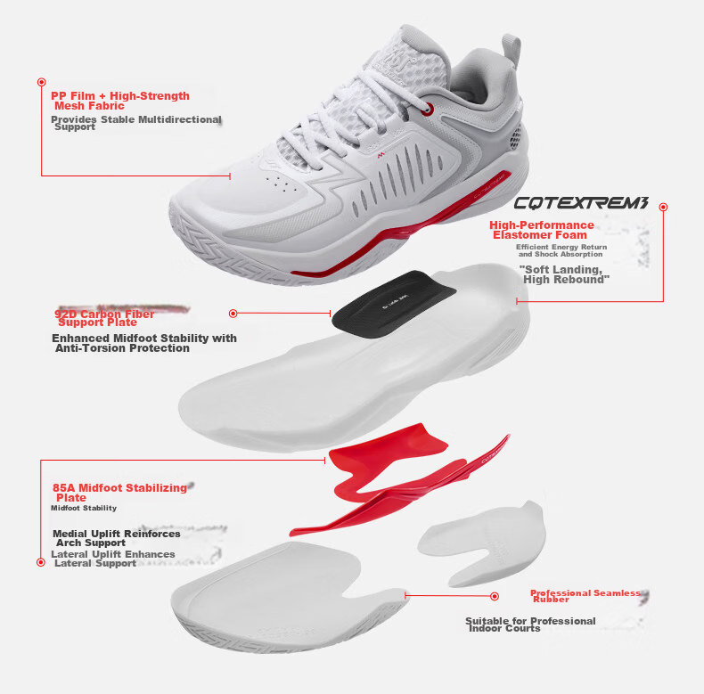 361° Victory EXT Men's Summer Breathable Badminton Tennis Shoes Durable Non-Slip 672634402-11 6