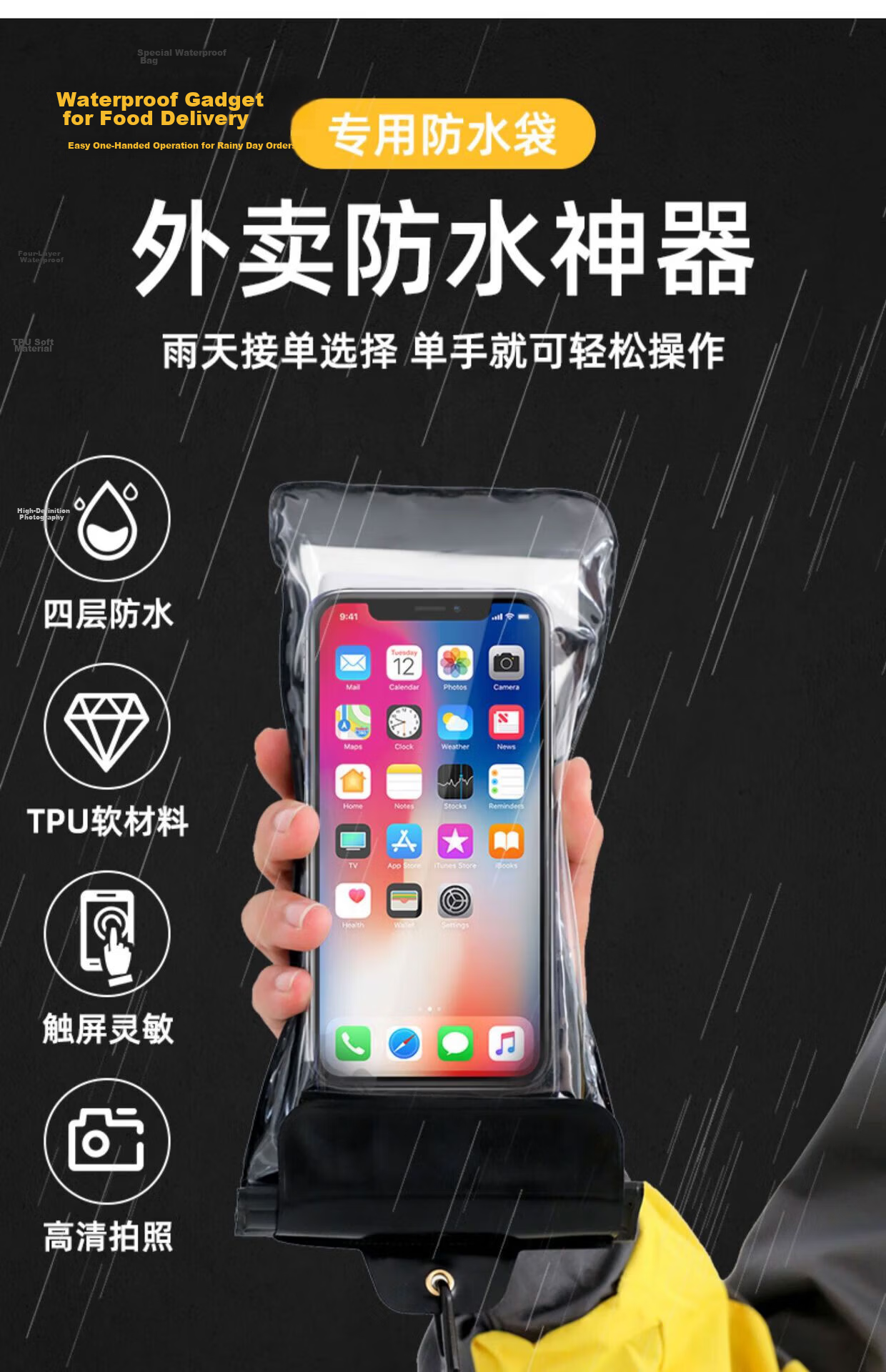 Liomirror Waterproof Phone Pouch for Riders Touchscreen Compatible Charging Swimming Photography with Earphone Jack 1