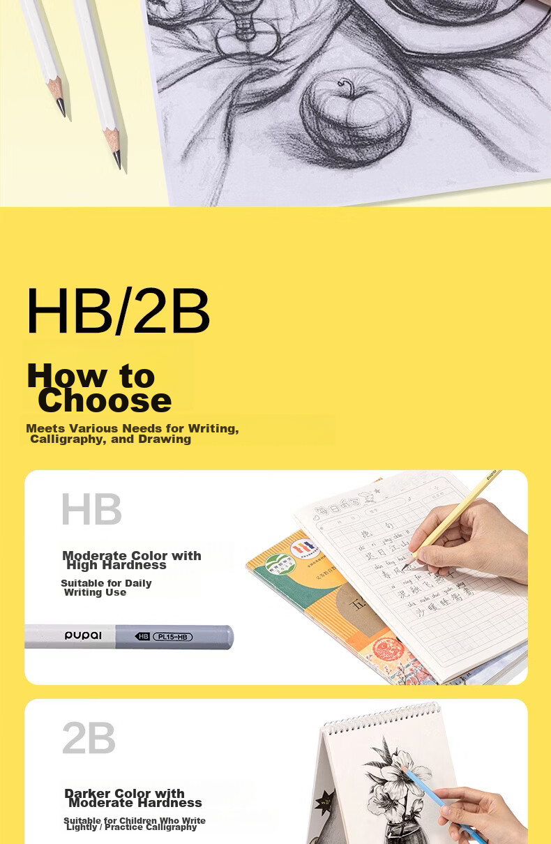 Deli 10-Pack 2B Writing Pencils, Bule Hexagonal Barrel, 3.2mm Thick Graphite Core, Student Handwriting Practice Pencils, School Stationery Energy Bar 14