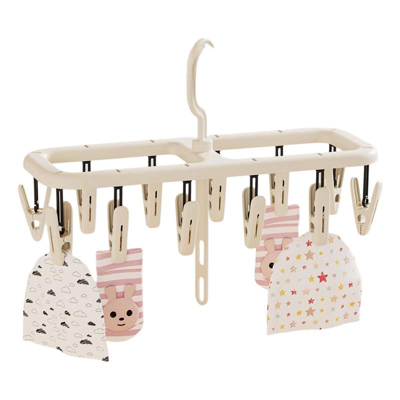 JEKO&JEKO Sock Clip Clothes Hanger with Multiple Clips, Balcony Sock Drying Tool, Multifunctional Sock Storage Clip with 12 Clips