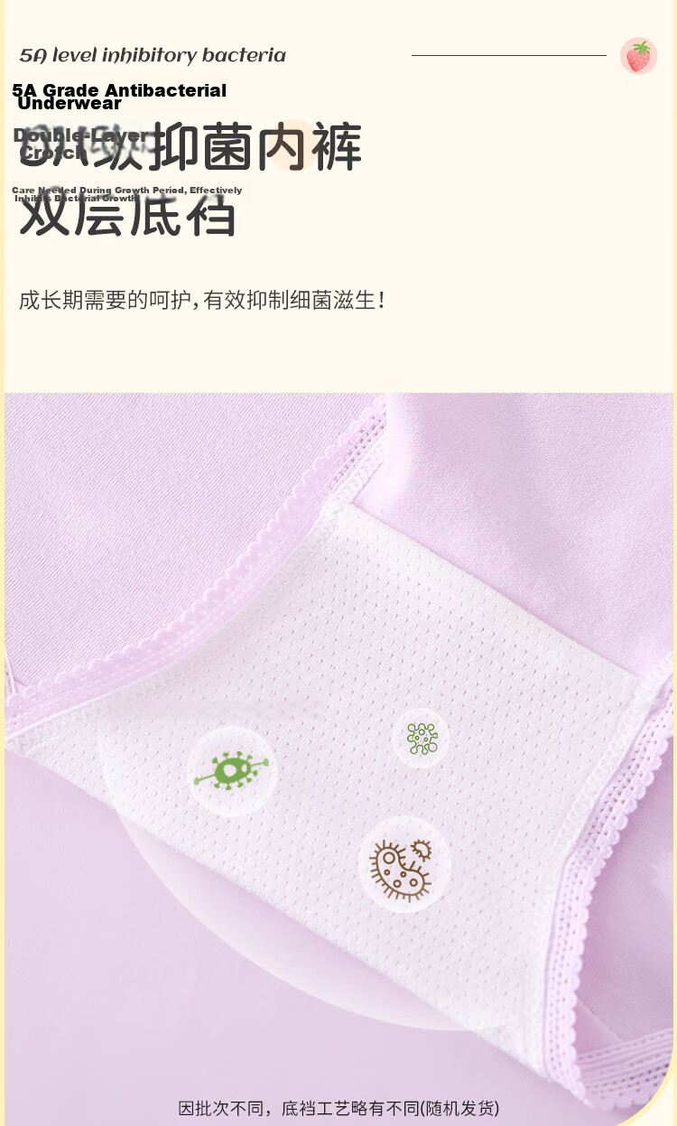 Langsha Girls' Children's Underwear Student Toddler Developmental Period Triangle Panties 6-Pack 4