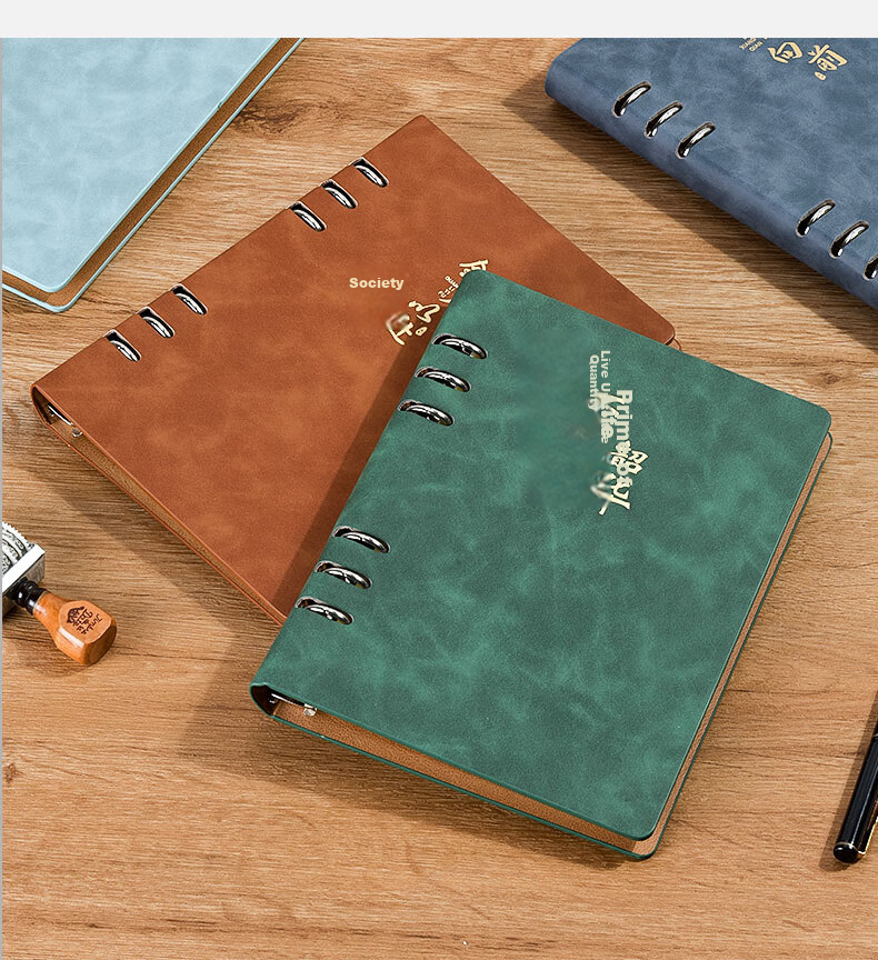 Shenshi A5 Refillable 6-Hole Notebook Insert 95 Sheets/190 Pages Business Office Journal with Logo Printing JD5001 Black 1 Piece 11