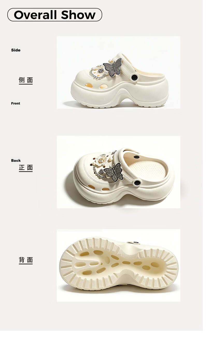 La Chapelle Women's Thick Sole Hollow Out Summer Casual Comfortable Butterfly Slide Sandals 216 Off-White Size 37-38 9