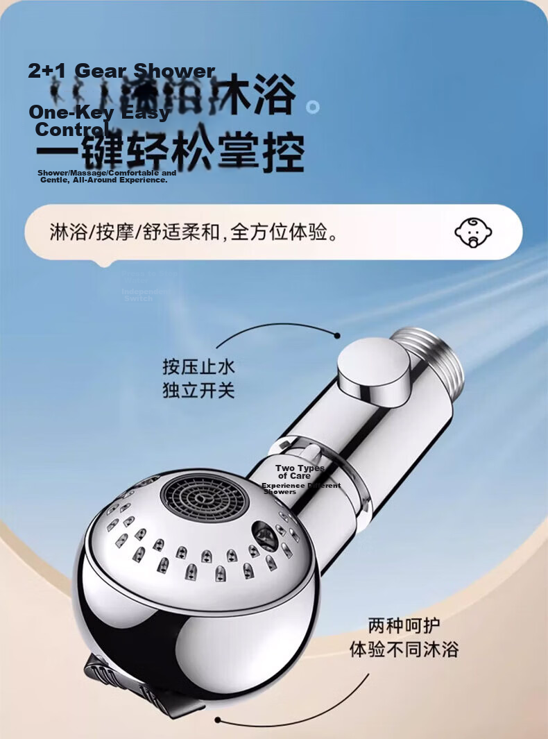 SHIFOO [Germany] Children's Handheld Shower Head Baby Bath Shower Head Two-Mode Water Flow Shower Head 5