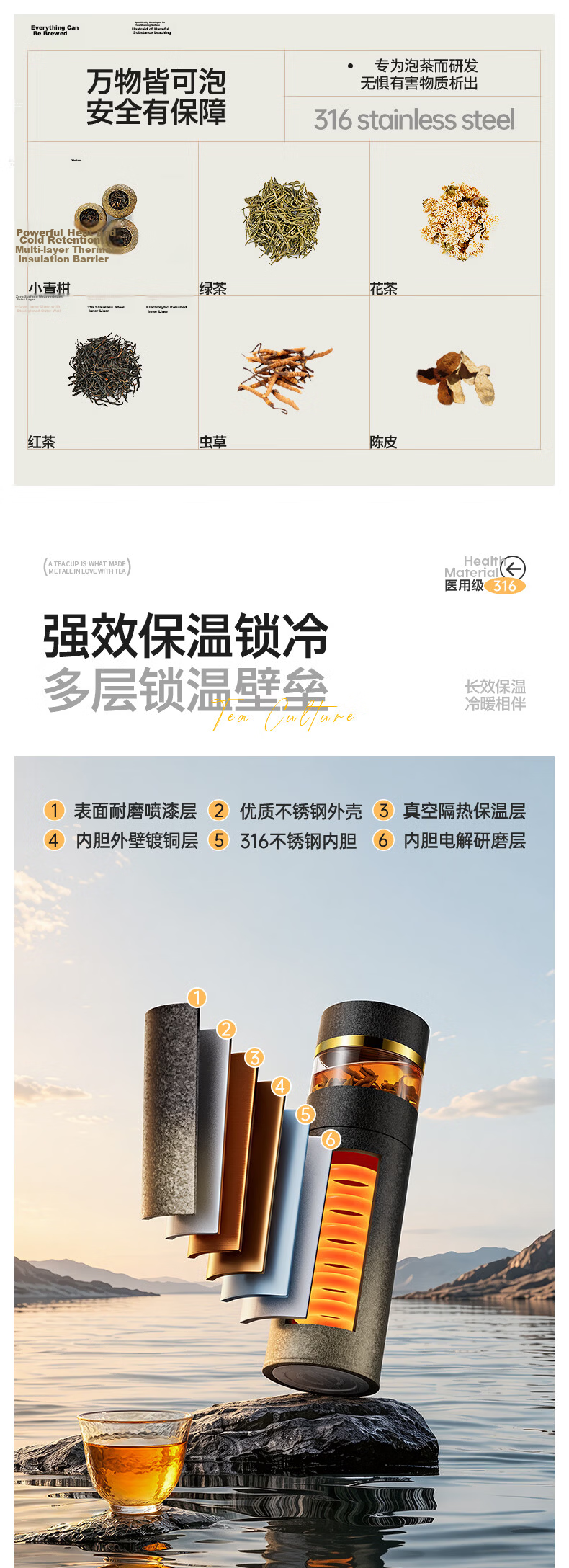 Shuimoting Smart Temperature Display Tea Separation Children's Insulated Water Bottle Large Capacity Men's and Women's Premium Tea Brewing Cup Gift Water Bottle 9