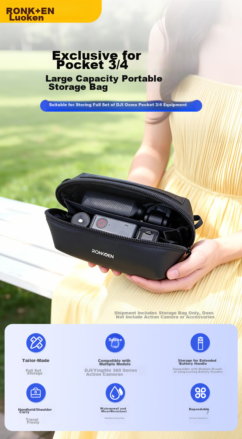 Loken Storage Bag for DJI Pocket 4/3/4 Pro, Action 5/4/3 Sports Camera Protective Case, Osmo 360 Storage Box, Nano Portable Handheld Accessories 1
