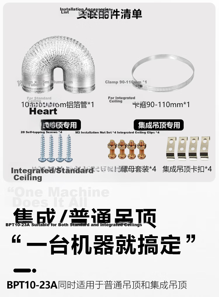 Nedfon Universal Ceiling Exhaust Fan, Integrated Ceiling Ventilation Fan 300x300 Low Noise Ducted Ventilator BPT10-23A 1