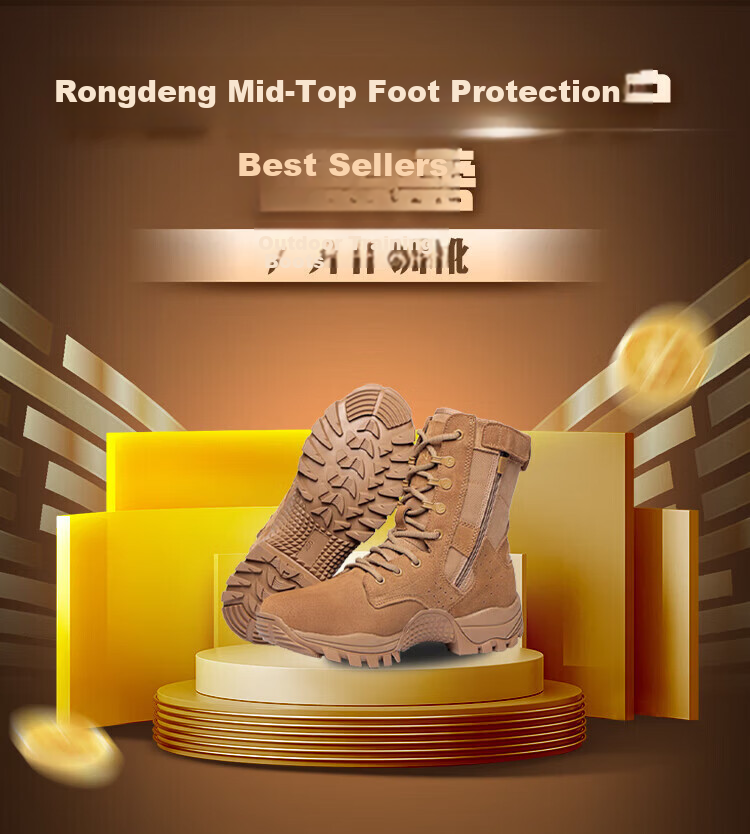 Andatong Combat Boots, High-Top Training Boots, Outdoor Training Shoes for Men And Women, New Style for Summer And Winter, Brown Anti-Stab Safety Boots, [Microfiber] Original Combat Boots/2 Pairs with Breathable Inner Linings, Size 42 2