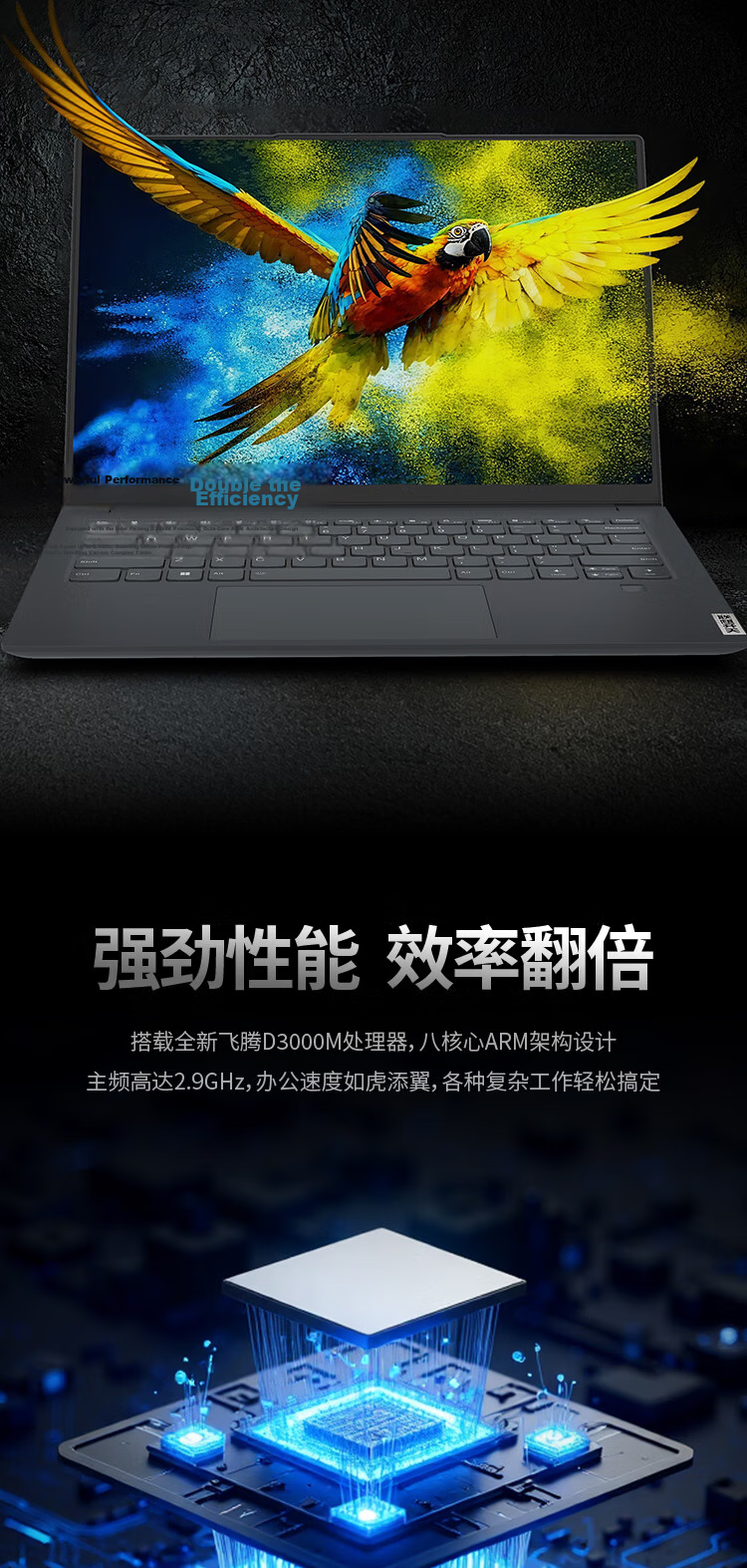 Lenovo Kaitian X1f G1d Domestic Xinchuang Laptop 14-inch Feiteng D3000M/16GB/512GB Integrated Graphics Genuine Kirin/UnionTech Customized System 4