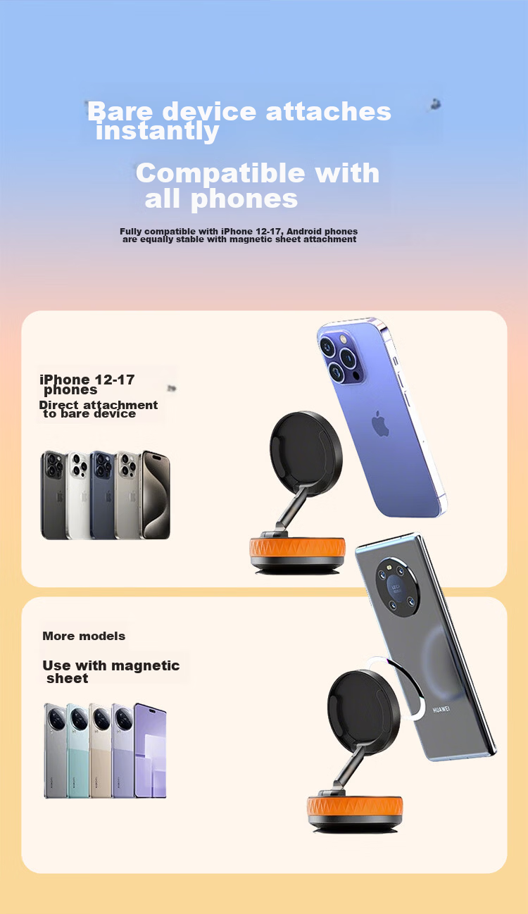 BZBC Car Magnetic Phone Holder Vacuum Suction Cup Universal Dashboard Mount for Car Navigation 2026 New Desktop Support Stand 10