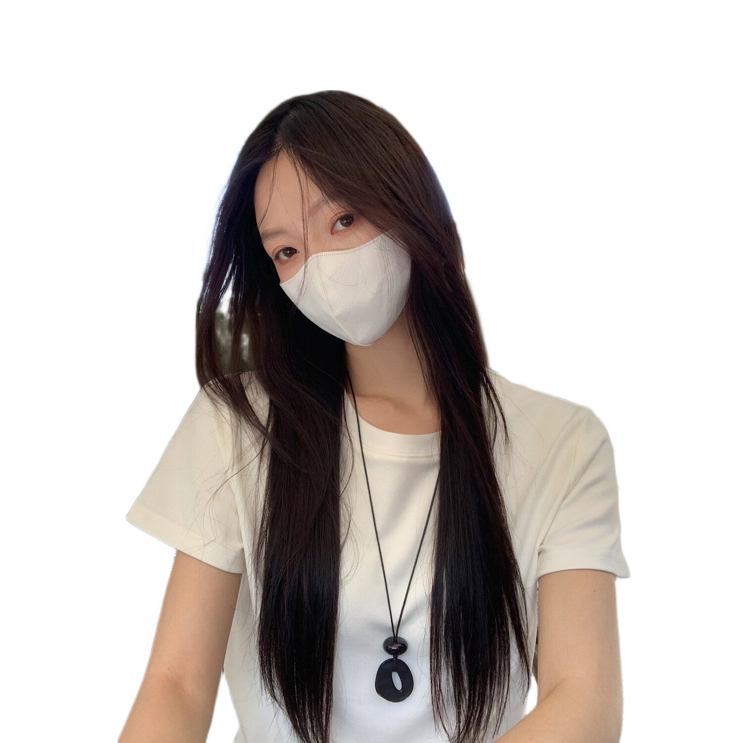 ICH MODE Minimalist Paper Doll Short Sleeve Women's T-Shirt Summer Simple Cool Base Shirt Solid Color Inner Top White M