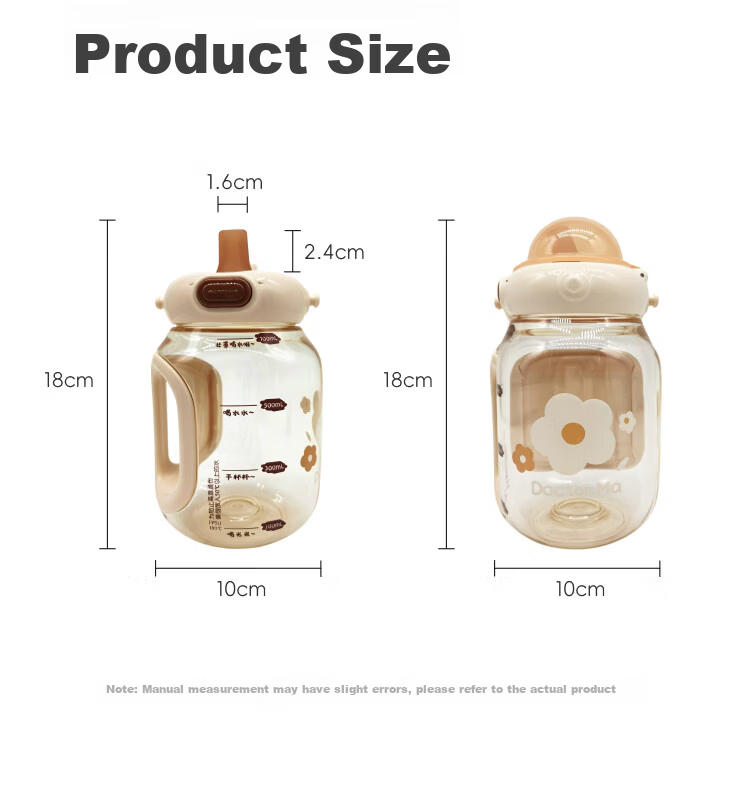 Dr. Ma Ton Ton Bucket Children's Water Cup Cute Direct Drinking Straw Cup PPSU Large Capacity Kindergarten Baby Portable Water Bottle Yellow 12