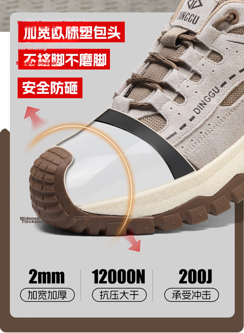 Dinggu Men's Safety Work Shoes Steel Toe Anti-Smash Puncture Insulated Lightweight Breathable Non-Slip JD1791hei41 7