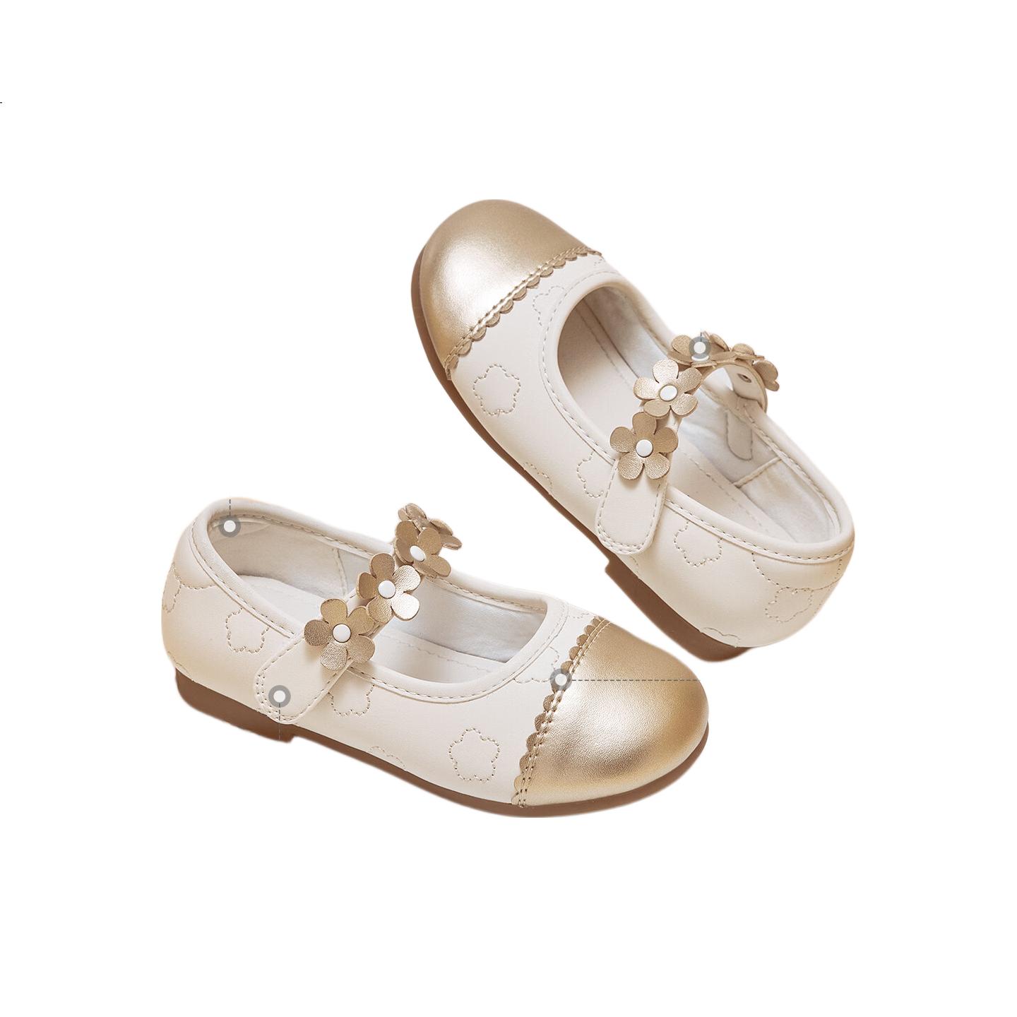 DAVE & BELLA Children's Leather Shoes Girls Spring Little Chanel Style Princess Shoes Big Kids Single Shoes Little Chanel Style