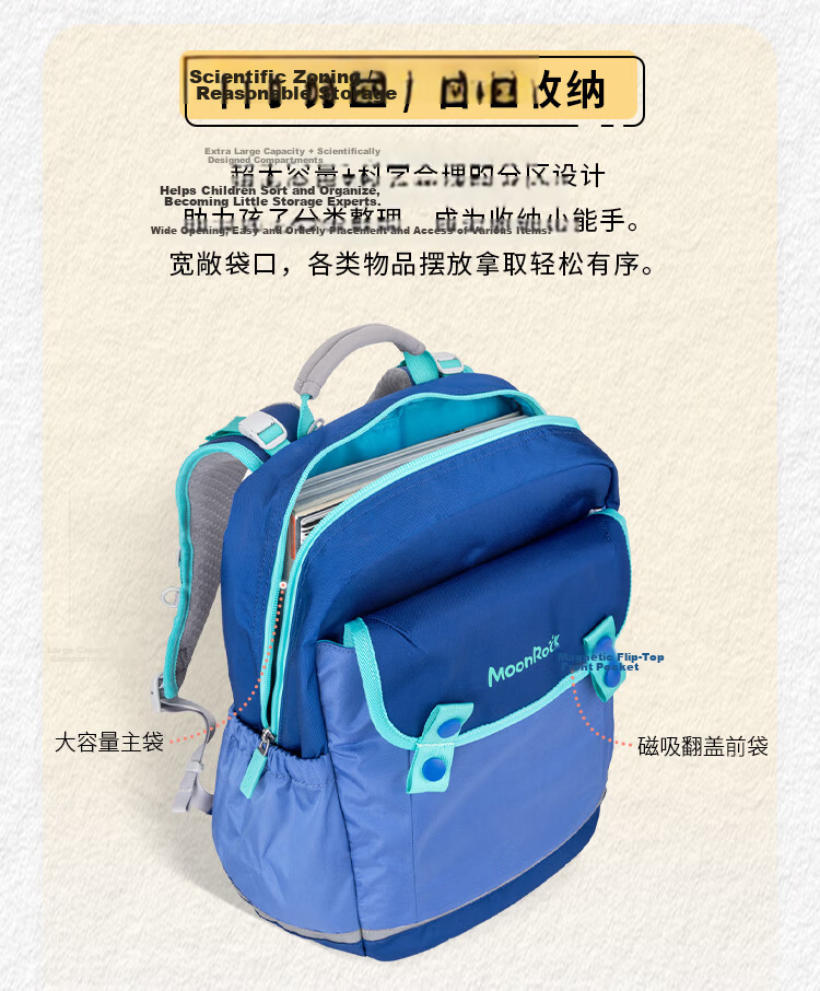 MoonRock Kids Backpack for Grades 1-3, Lightweight Ergonomic Waterproof School Bag, Light Purple 11