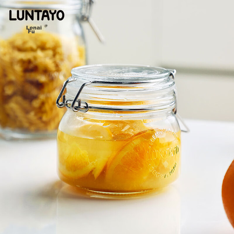LUNTAYO Lead-Free Glass Sealed Jar Pickle Fermentation Jar Wine Brewing Jar Grain Nut Snack Storage Jar 500ml Single Pack