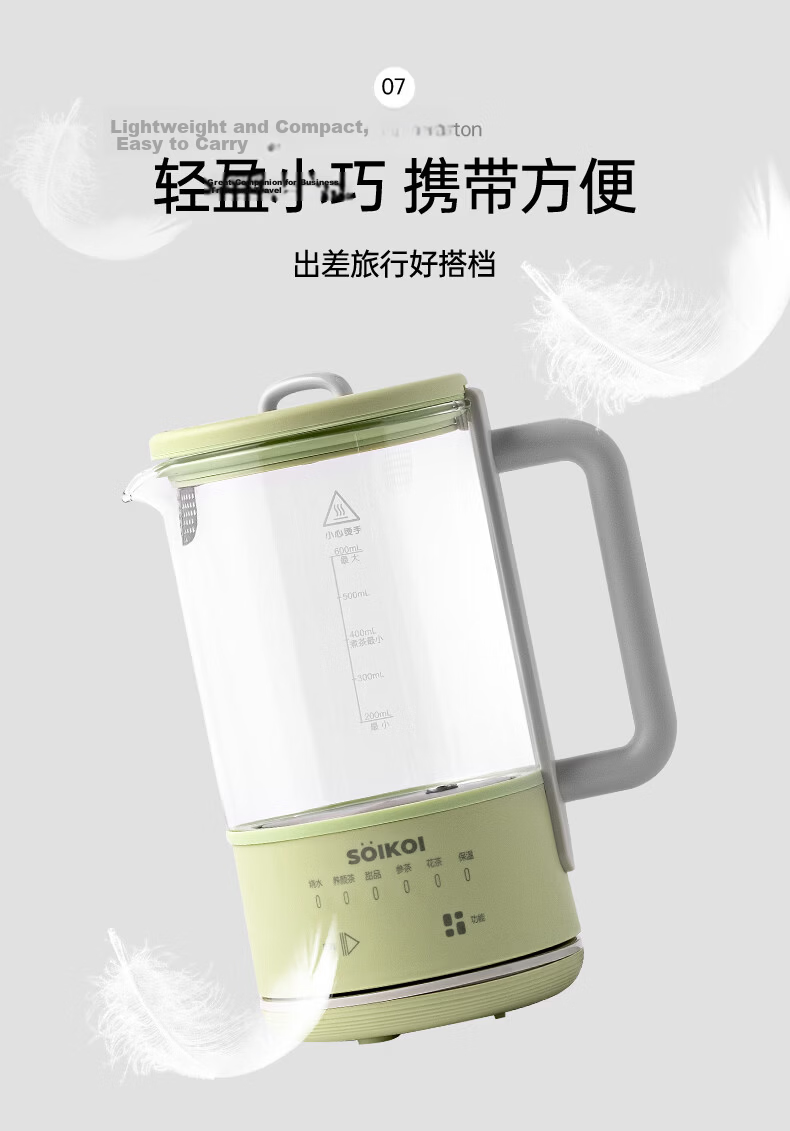 Sizaki Health Kettle Electric Water Kettle 0.6L Temperature Control Insulated Kettle Milk Warmer Smart Dry-Boil Protection Pure Titanium Tea Strainer L-YSB600C 14
