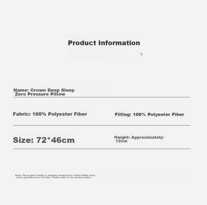 CROWN Pillow Neck Support Deep Sleep Adult Unisex High Pillow Core Pair for Nap and Hugging 12