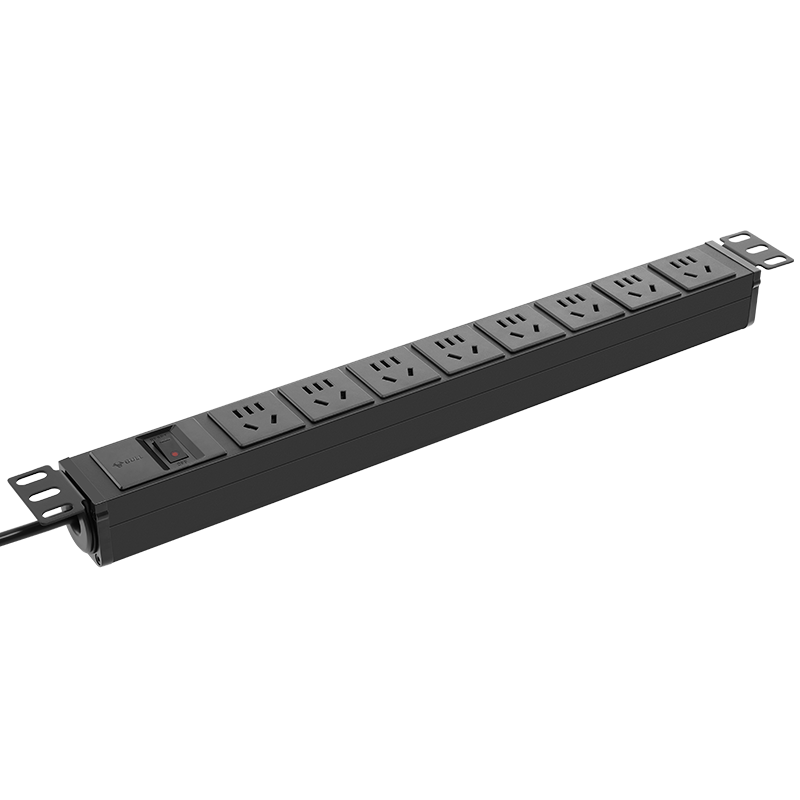 BULL PDU Overload Protection Desktop Gaming Cabinet Power Strip Socket Extension Cord 8-Outlet Master Control Switch GNE-108E Black