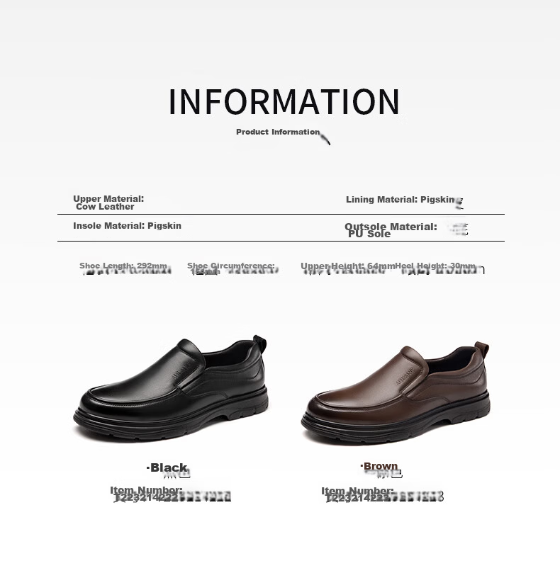 Aokang Men's Summer Business Casual Leather Slip-On Perforated Commuter Comfortable Dad Shoes Black Size 43 11