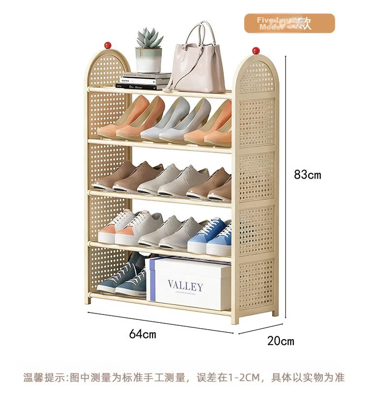 Anerya Multi-Layer Home Shoe Rack Woven Shoe Cabinet Narrow Dormitory Small Rental Shoe Storage Organizer 4-Tier 11
