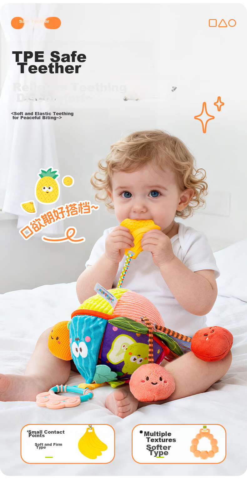 Jollybaby Baby Toy Pull-and-Play Car Hanging Sensory Development Educational Crib Rattle - Farm Triangle Pull-and-Play 8