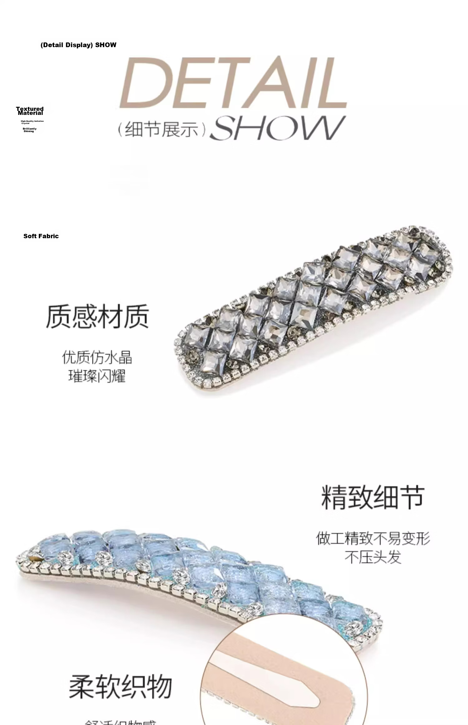 Aji Bean Women's Hair Clip Fashion Shiny Galaxy Blue Diamond Bowknot Bangs Clip Exquisite Luxury Side Clip for Flyaway Hair 7
