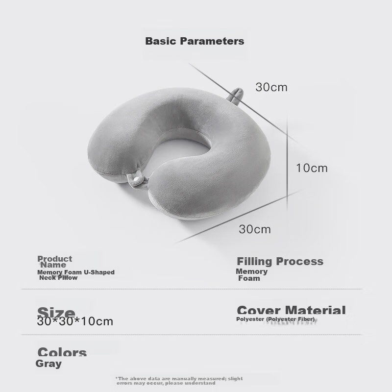 CROWN U-Shaped Memory Foam Neck Pillow Portable Travel Pillow for Office, Airplane, Train, High-Speed Rail with Pillowcase 5