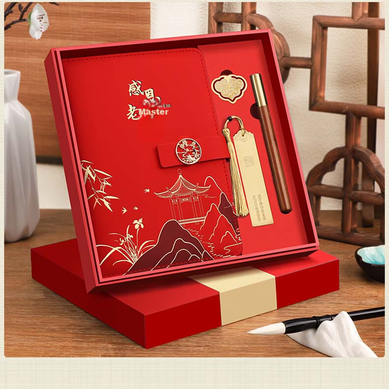Ujia Teacher's Day Gift National Trend Notebook Gift Box Set Cultural and Creative Business Notebook Meaningful Appreciation Teacher Custom Souvenir for Male and Female Teachers Blue 10
