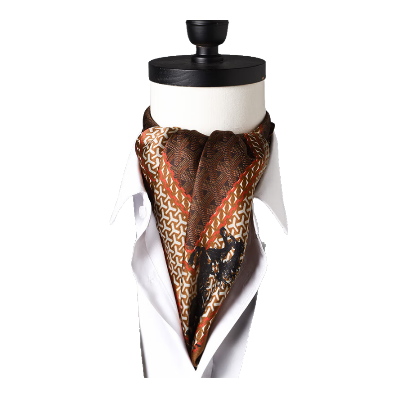 Hangsifu Men's Silk Scarf, Mulberry Silk Scarf, Small Square Scarf, Business Necktie, Birthday Gift for Husband Or Father, Black Horse Patter