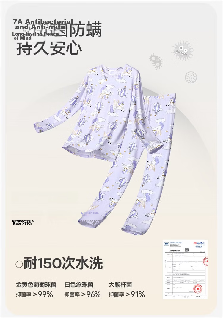 Jiusuiban [Good Fortune On Horseback] Children's Pajamas Girls' Class A Modal Anti-Mite Breathable Homewear Long Sleeve Long Pants 5
