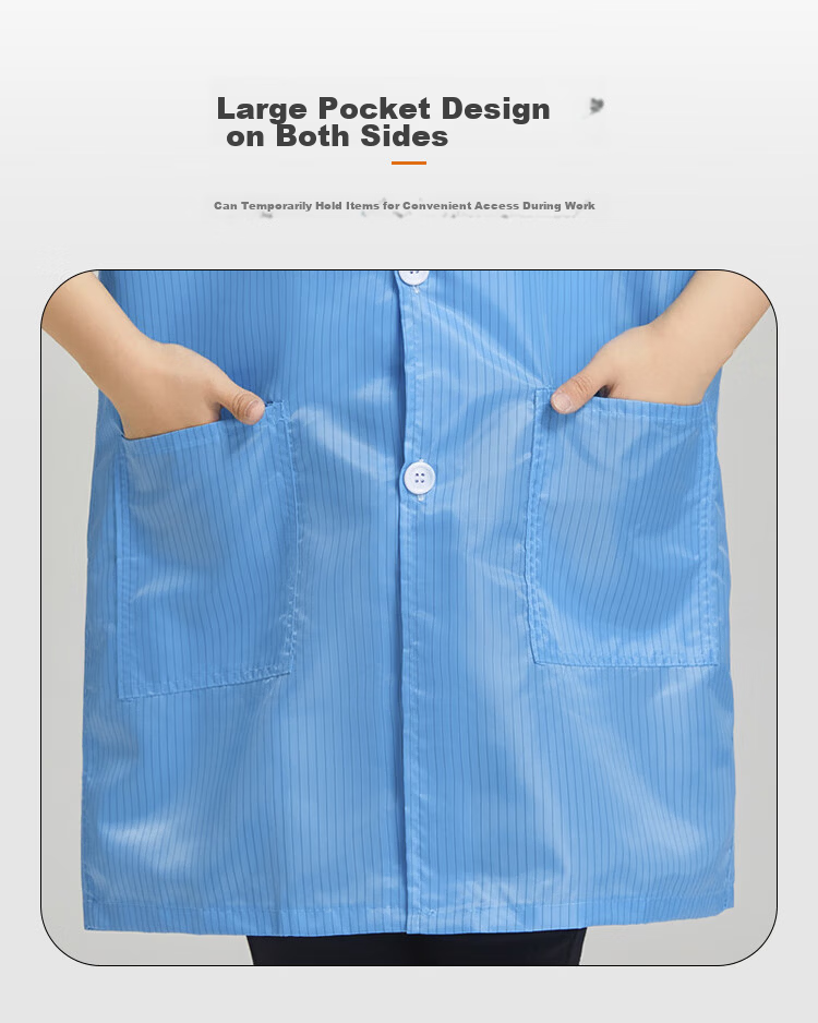 Gongpinxing Anti-Static Dust-Free Long Lab Coat Workwear Unisex Dustproof Workshop Electronics Factory Protective Clothing XL 5