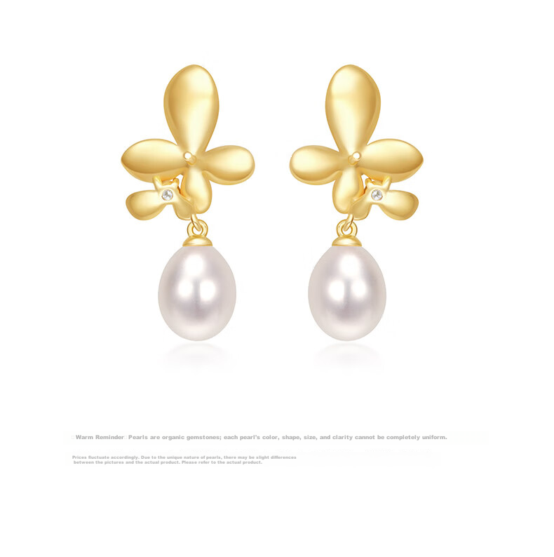 CHOW TAI SENG Wisteria Flower Stud Earrings Unique Design Silver Pearl Jewelry Christmas Gift Valentine's Day Gift for Girlfriend 4