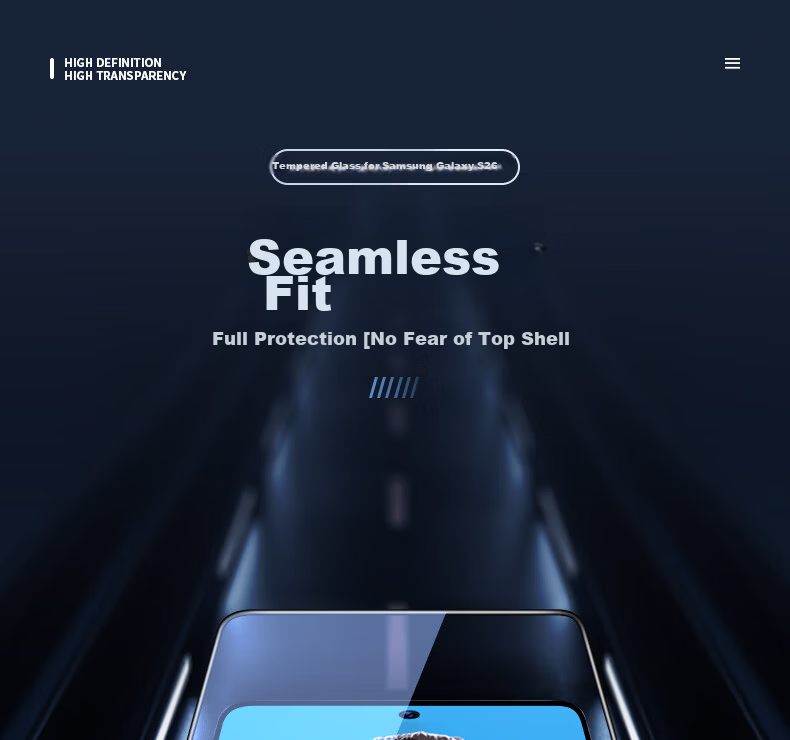 BLUEO Samsung S26 Ultra Screen Protector Tempered Glass [Ultrasonic Fingerprint Unlock] HD Transparent Drop-Resistant Scratch-Resistant Phone Protective Film 7